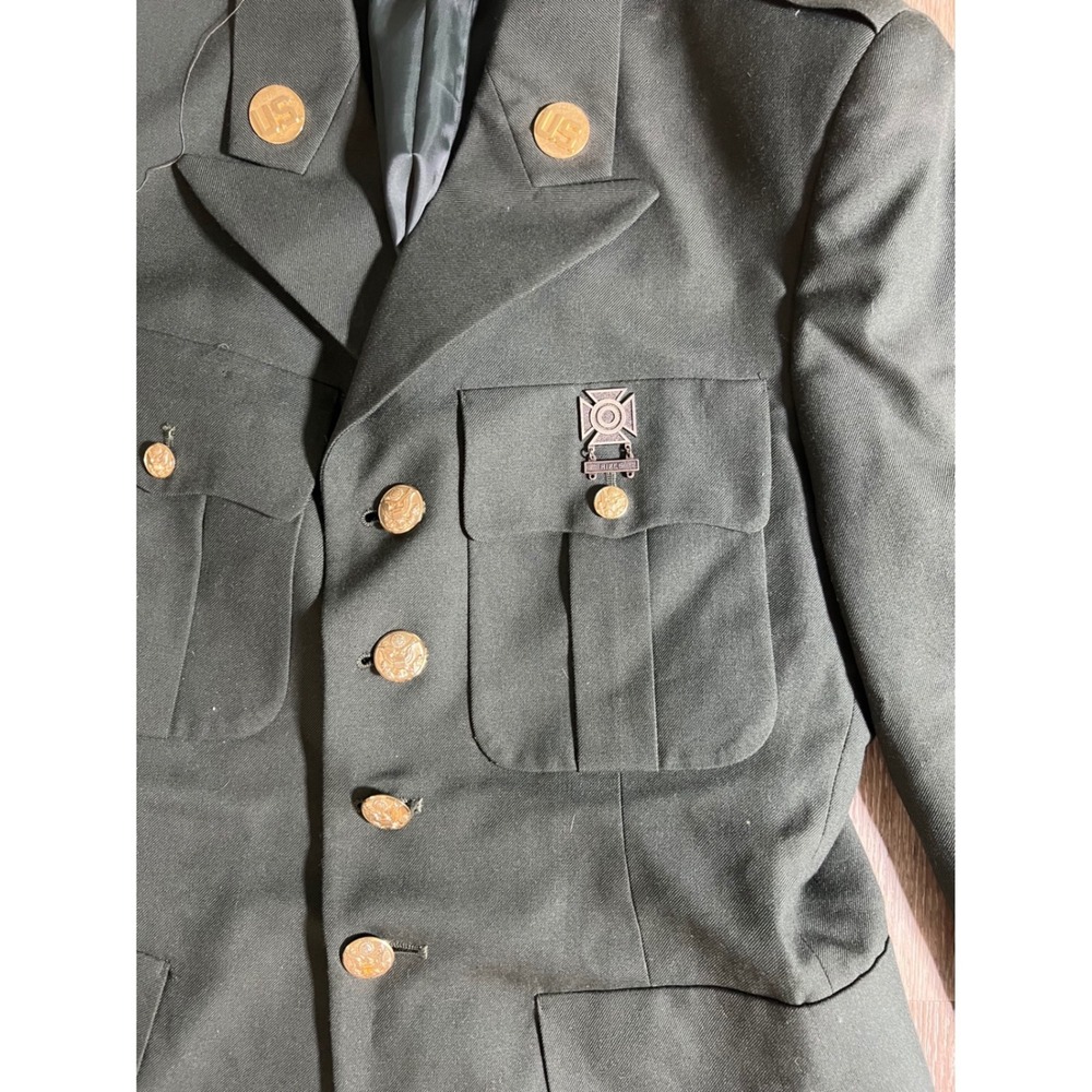 US Army‎ Class A Dress Green Uniform Jacket PFC Insignia 40R 8405-01-503-4339 - Picture 2 of 4